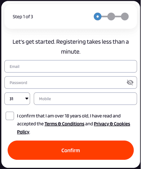 Registration at Reddice casino